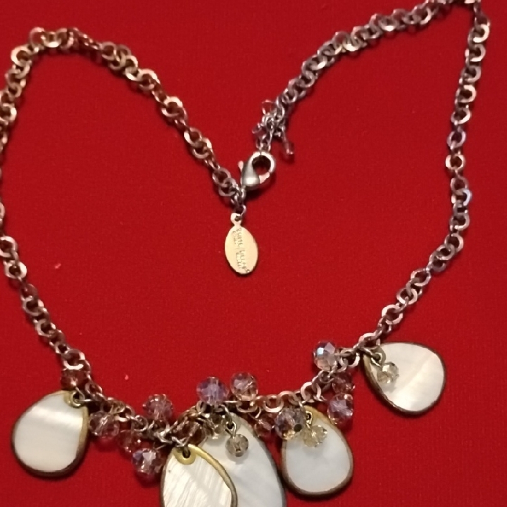 White House Black Market Gold Tone Necklace with White Mother-of-Pearl Pendants